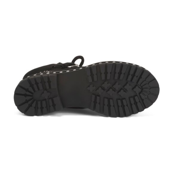 NEW LOLA CRUZ Suede lace up studded Booties in black for women 725 10j5 - Picture 3 of 4